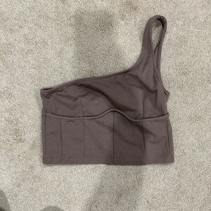 One shoulder Brown crop top